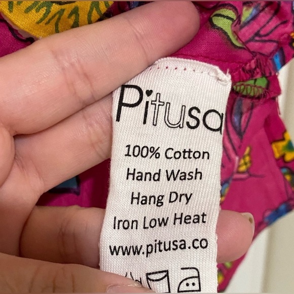 Revolve Pitusa Collared Tie Shirt Size in Fuchsia Floral Print (Size III-L) - Picture 8 of 14